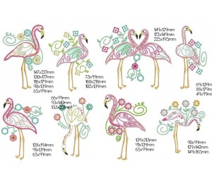 Stickserie - Flowery Flamingo